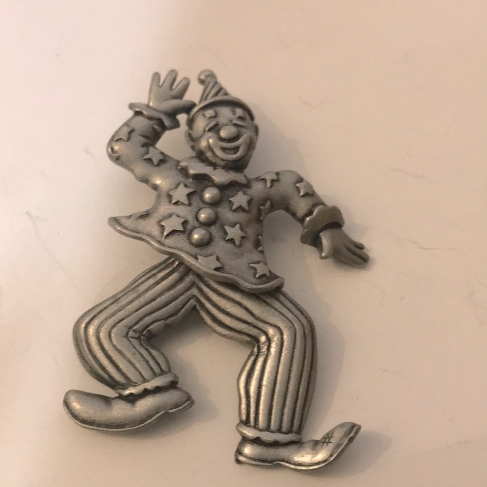 j.j jonette vintage articulated brooch silver tone pewter grunge theatrical
